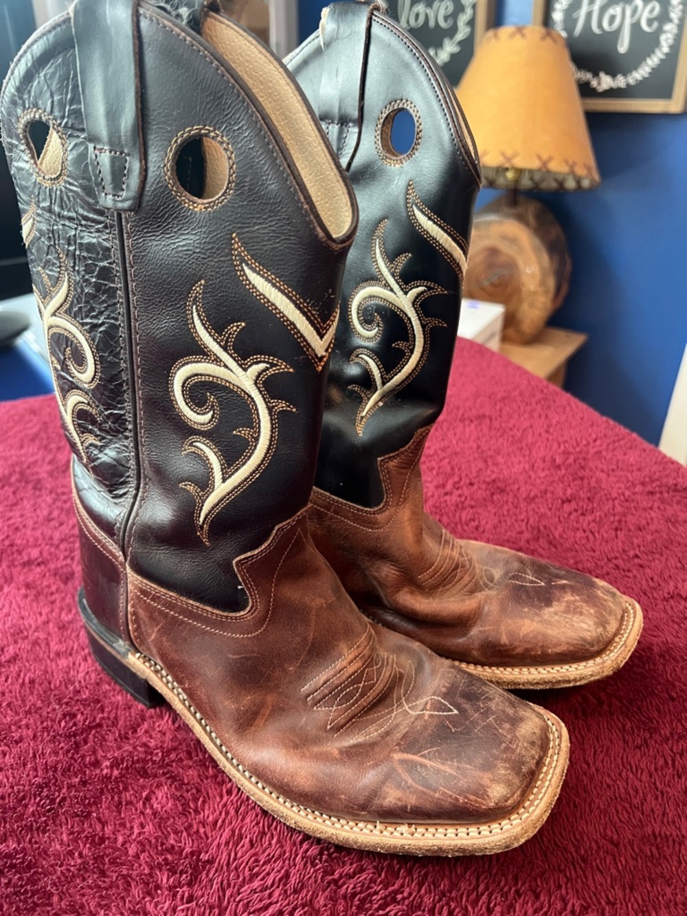 Old West Brown and Black Kids' Western Pull-On Cowboy Boots